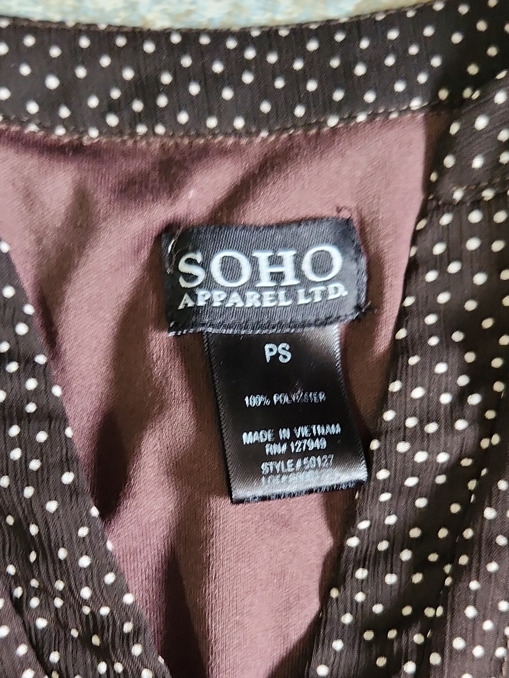 Soho Brown Dress with White Polka Dots - Picture 2 of 5